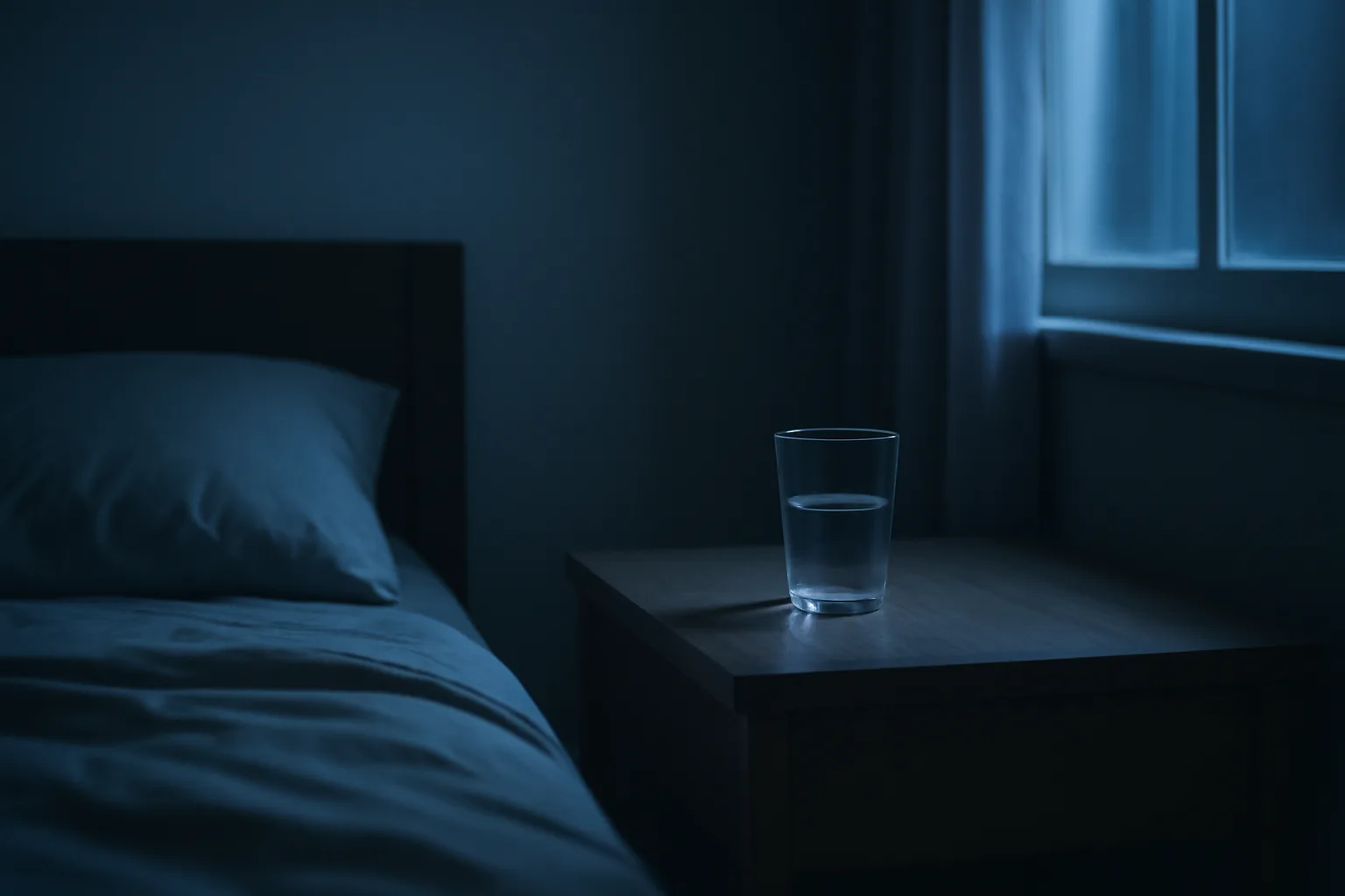 Dim bedroom at night representing the uncertain DSIP sleep timeline research