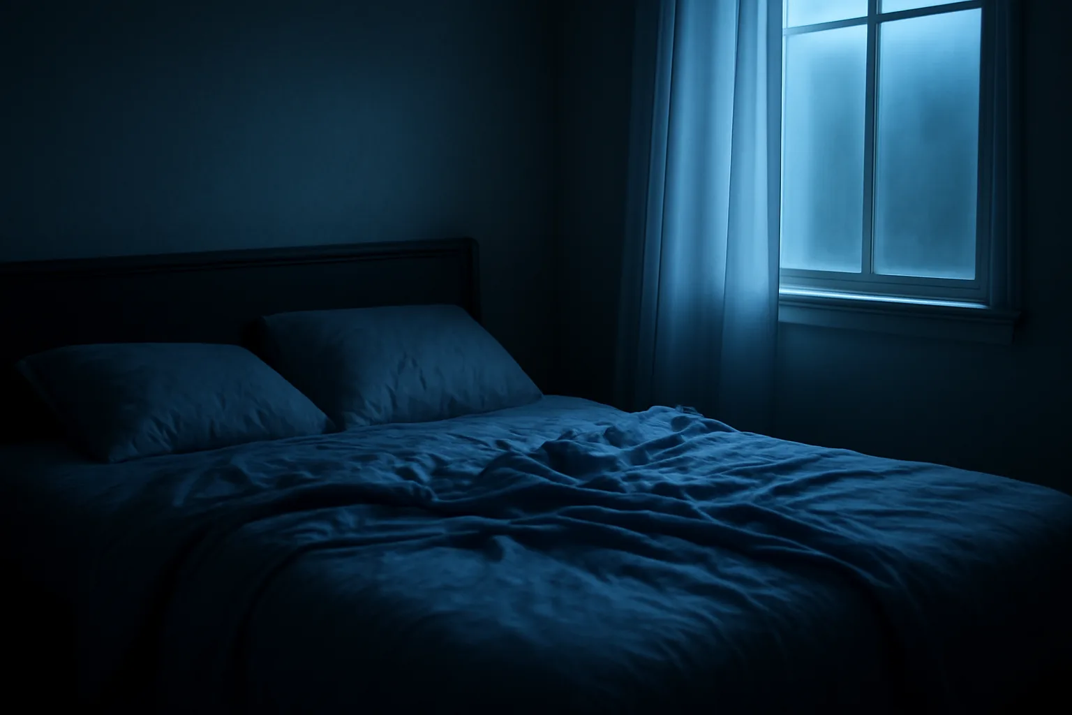 Dim bedroom at dawn suggesting the quiet aftermath of stopping a sleep aid